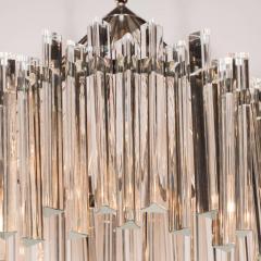  Camer Glass Sophisticated Mid Century Single Tier Stepped Triedre Chandelier by Camer - 1460098