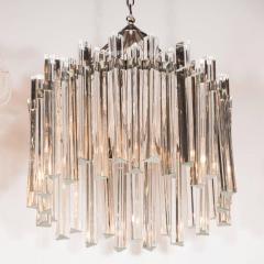  Camer Glass Sophisticated Mid Century Single Tier Stepped Triedre Chandelier by Camer - 1460099