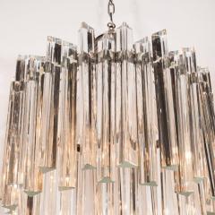  Camer Glass Sophisticated Mid Century Single Tier Stepped Triedre Chandelier by Camer - 1460102