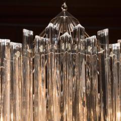  Camer Glass Sophisticated Mid Century Single Tier Stepped Triedre Chandelier by Camer - 1460109