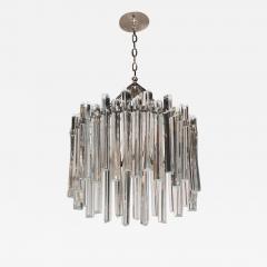  Camer Glass Sophisticated Mid Century Single Tier Stepped Triedre Chandelier by Camer - 1462892