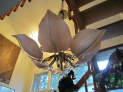  Camer Glass Stunning Pink Camer Glass Lily Chandelier Hollywood Regency - 1768311