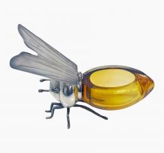  Camusso Sterling Silver amber glass figural Bee Honey Pot Camusso Peru C 1930 - 3455456