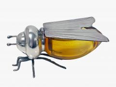  Camusso Sterling Silver amber glass figural Bee Honey Pot Camusso Peru C 1930 - 3455457
