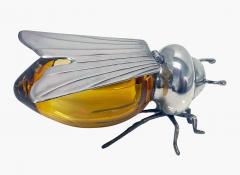  Camusso Sterling Silver amber glass figural Bee Honey Pot Camusso Peru C 1930 - 3455459