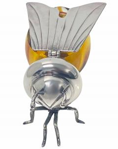  Camusso Sterling Silver amber glass figural Bee Honey Pot Camusso Peru C 1930 - 3455460