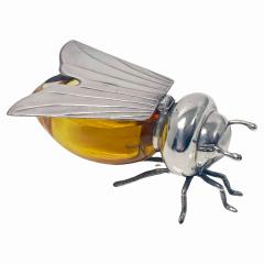  Camusso Sterling Silver amber glass figural Bee Honey Pot Camusso Peru C 1930 - 3455462