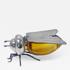  Camusso Sterling Silver amber glass figural Bee Honey Pot Camusso Peru C 1930 - 3455920
