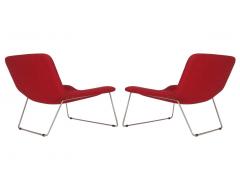  Cappellini Matching Pair of Midcentury Italian Postmodern Red Lounge Chairs by Cappellini - 2427870