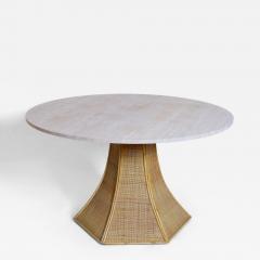  Caprarola 120cm rattan and travertine round table Barracuda Edition  - 4547694