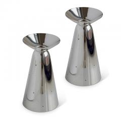  Carl Hallberg Workshop Pair of Modernist Candlesticks Vases by Carl Gustave Hallberg - 2807318