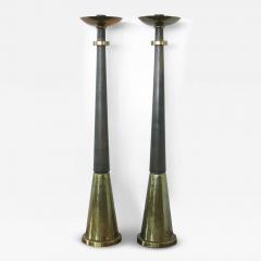  Carl Moser Carl Moser Studios Standing Floor Candle Holders in Brass and Wood Switzerland - 3985065