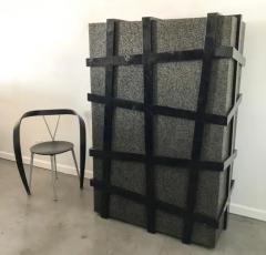 Carlo Furniture Monumental Large Black Terrazzo Stone and Black Sea Penshell Damar Cabinet - 3175624