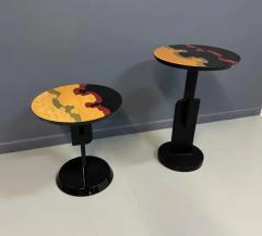  Carlo Malnati Carlo Malnati Style Post Modern Side Tables with Inlay Wood Tops - 4126585