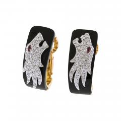  Carrera y Carrera Carrera Y Carrera Onyx and Diamond Panther Earrings - 3987338