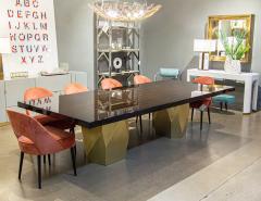  Carrocel Interiors Carrocel Custom Modern Macassar Dining Table with Brass Pedestals - 3388825