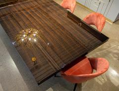  Carrocel Interiors Carrocel Custom Modern Macassar Dining Table with Brass Pedestals - 3388831