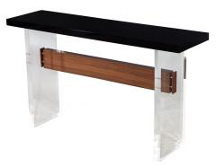  Carrocel Interiors Custom Modern Acrylic and Walnut Console Table - 2679454