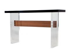  Carrocel Interiors Custom Modern Acrylic and Walnut Console Table - 2679461