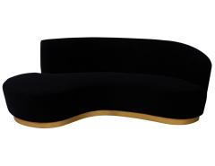  Carrocel Interiors Custom Modern Black Velvet Sofa with Gold Leaf Base - 1800805