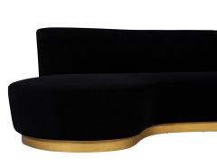  Carrocel Interiors Custom Modern Black Velvet Sofa with Gold Leaf Base - 1800810