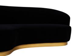  Carrocel Interiors Custom Modern Black Velvet Sofa with Gold Leaf Base - 1800812