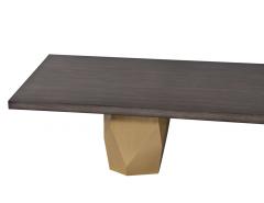  Carrocel Interiors Custom Modern Grey Dining Table with Metal Geometric Pedestals - 2691062