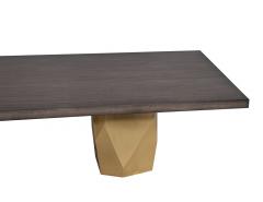  Carrocel Interiors Custom Modern Grey Dining Table with Metal Geometric Pedestals - 2691066