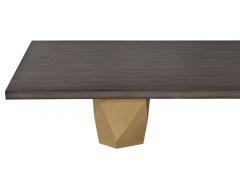  Carrocel Interiors Custom Modern Grey Dining Table with Metal Geometric Pedestals - 2691067