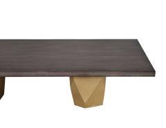  Carrocel Interiors Custom Modern Grey Dining Table with Metal Geometric Pedestals - 2691068