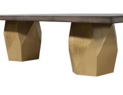  Carrocel Interiors Custom Modern Grey Dining Table with Metal Geometric Pedestals - 2691071