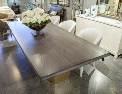  Carrocel Interiors Custom Modern Grey Dining Table with Metal Geometric Pedestals - 2691073