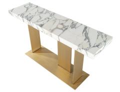  Carrocel Interiors Custom Modern Marble Top Console Table with Brass Base - 3326170
