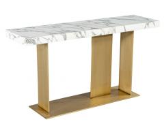  Carrocel Interiors Custom Modern Marble Top Console Table with Brass Base - 3326171