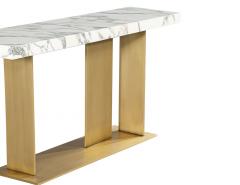  Carrocel Interiors Custom Modern Marble Top Console Table with Brass Base - 3326172