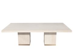  Carrocel Interiors Custom Modern Oak Dining Table in Bleached Finish and Brass Accents - 3906396