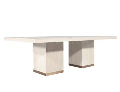  Carrocel Interiors Custom Modern Oak Dining Table in Bleached Finish and Brass Accents - 3906397