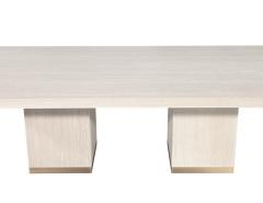  Carrocel Interiors Custom Modern Oak Dining Table in Bleached Finish and Brass Accents - 3906398