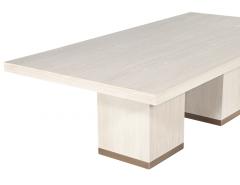  Carrocel Interiors Custom Modern Oak Dining Table in Bleached Finish and Brass Accents - 3906399