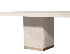  Carrocel Interiors Custom Modern Oak Dining Table in Bleached Finish and Brass Accents - 3906405