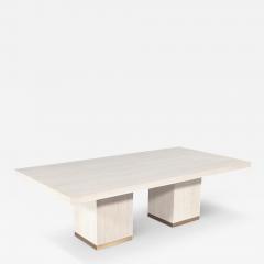  Carrocel Interiors Custom Modern Oak Dining Table in Bleached Finish and Brass Accents - 3908778