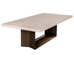  Carrocel Interiors Custom Modern Oak Dining Table with Antiqued Brass Pedestal - 2653835