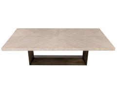  Carrocel Interiors Custom Modern Oak Dining Table with Antiqued Brass Pedestal - 2653836