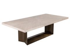  Carrocel Interiors Custom Modern Oak Dining Table with Antiqued Brass Pedestal - 2653837