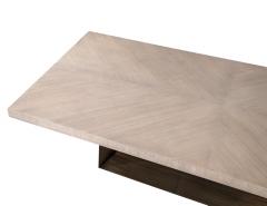  Carrocel Interiors Custom Modern Oak Dining Table with Antiqued Brass Pedestal - 2653841