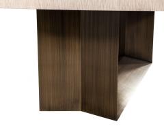  Carrocel Interiors Custom Modern Oak Dining Table with Antiqued Brass Pedestal - 2653849