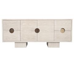  Carrocel Interiors Custom Modern Oak Sideboard Cabinet in Bleached Finish with Brass Accents - 3906361