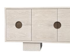  Carrocel Interiors Custom Modern Oak Sideboard Cabinet in Bleached Finish with Brass Accents - 3906362