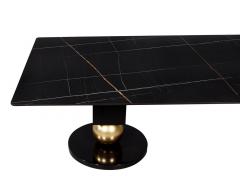  Carrocel Interiors Custom Modern Porcelain Black Dining Table with Geometric Pedestals - 1835697