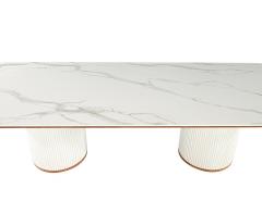  Carrocel Interiors Custom Modern Porcelain Dining Table Tambour Pedestals - 3389823